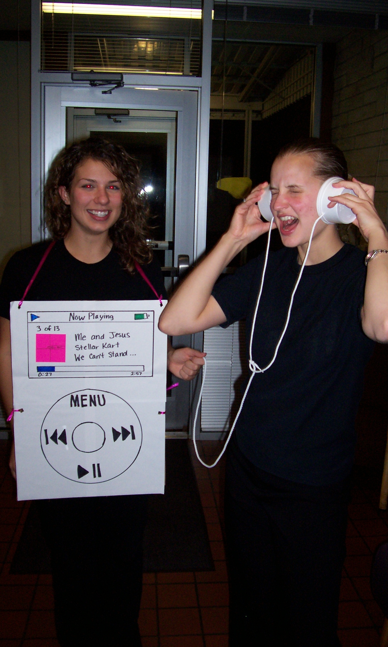 Lauren as an iPod and me tagging along as her listener