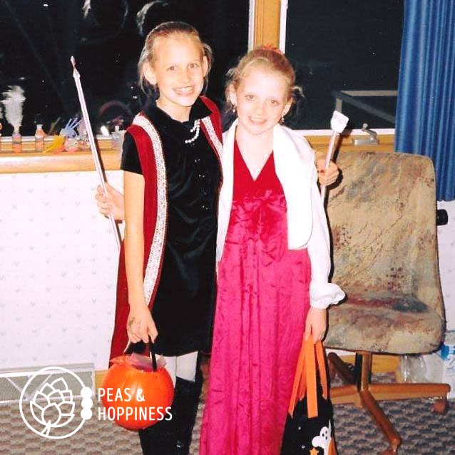 Young Ann with one of the real next generation of American farmers, Janna. Although we're dressed as movie stars for Halloween in this photo, she and her husband now farm in Central Kansas.