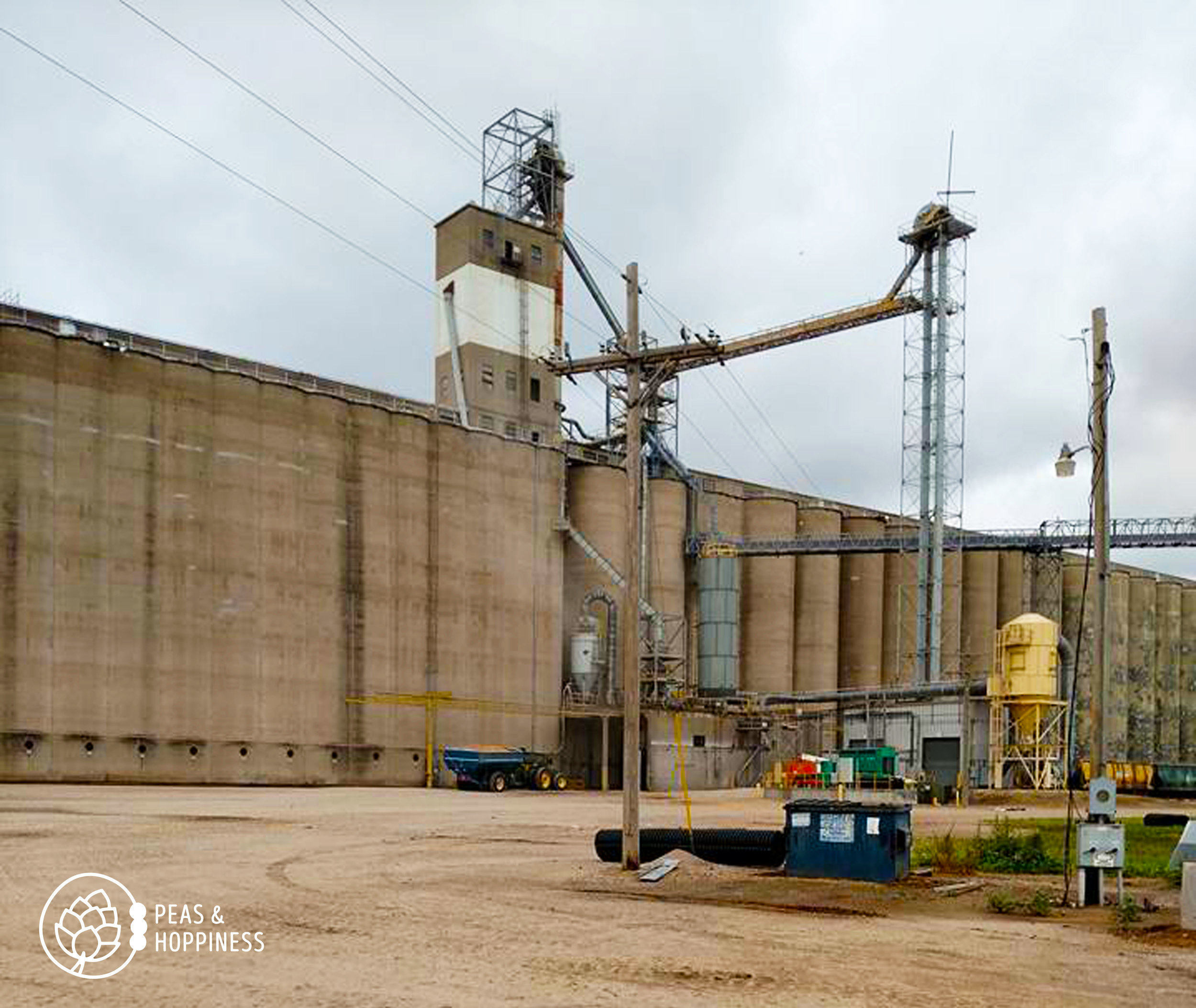 A grain elevator, where grain is taken and stored, then loaded into trains and trucks and shipped across the nation.