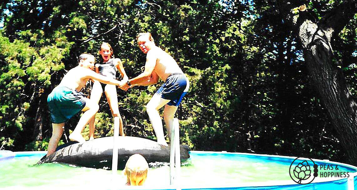 So many fun memories with Ray, Dan, and Nicole in that pool! Somehow nobody ever fell over the edge as we tied our best to simultaneously stand on a tractor inner tube together...