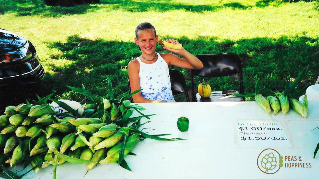 Twelve-year-old Ann, selling sweet corn for way under market value