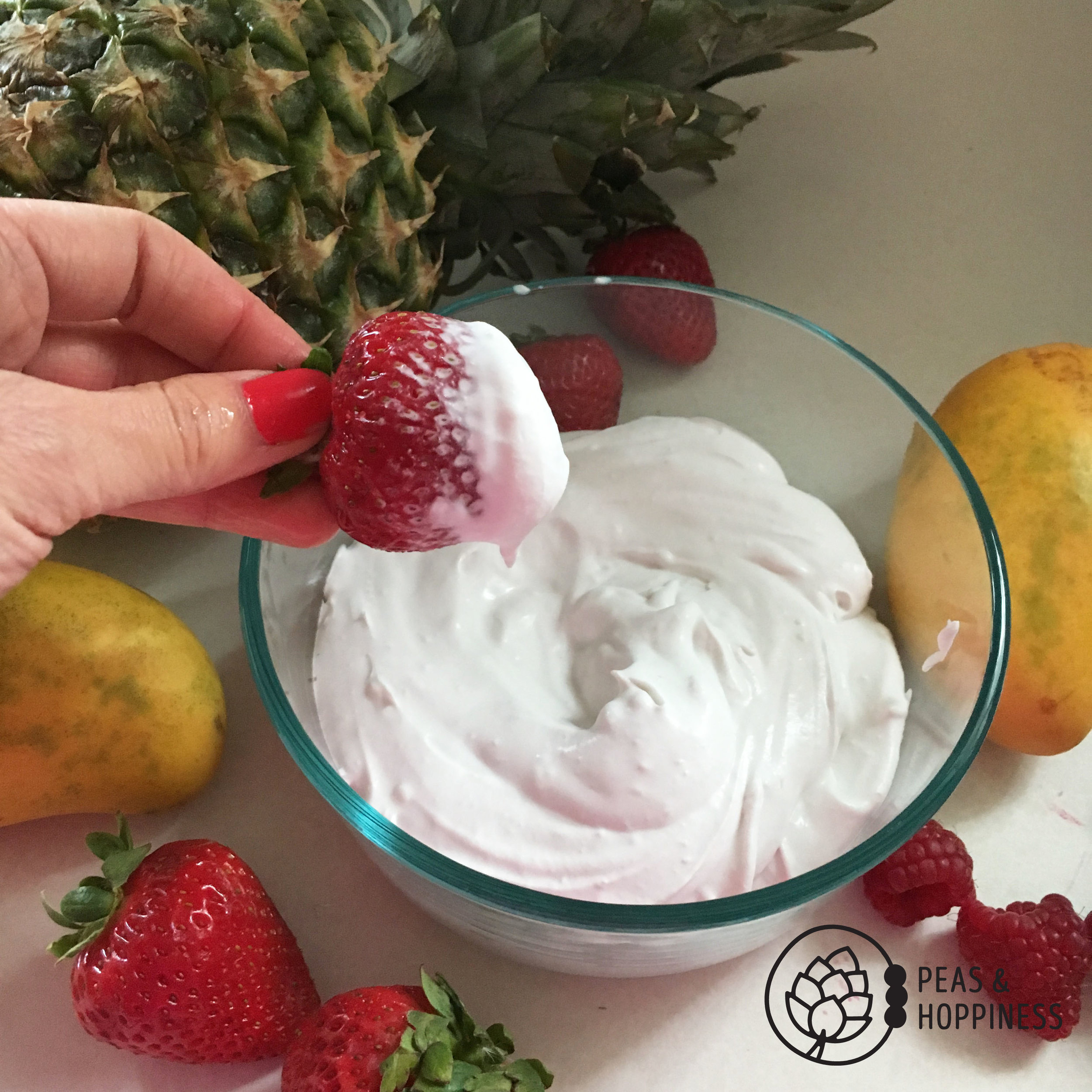 Dairy Free Pina Colada Fruit Dip from Peas and Hoppiness - www.peasandhoppiness.com