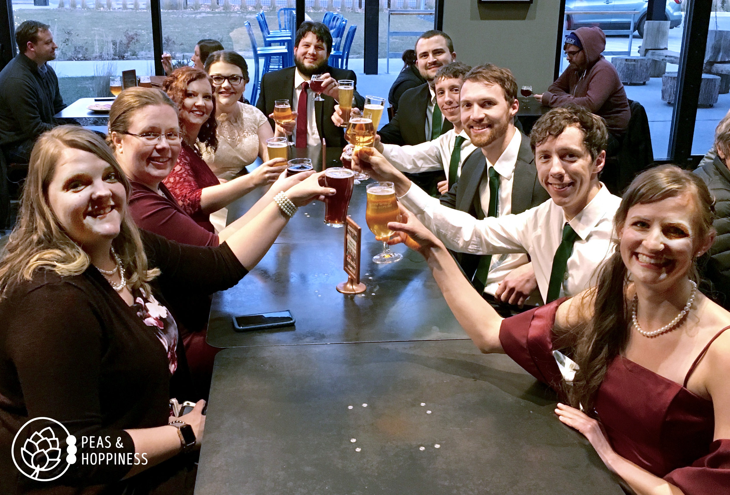 Post-wedding, pre-reception beer for the bridal party at my brother's wedding! &lt;3
