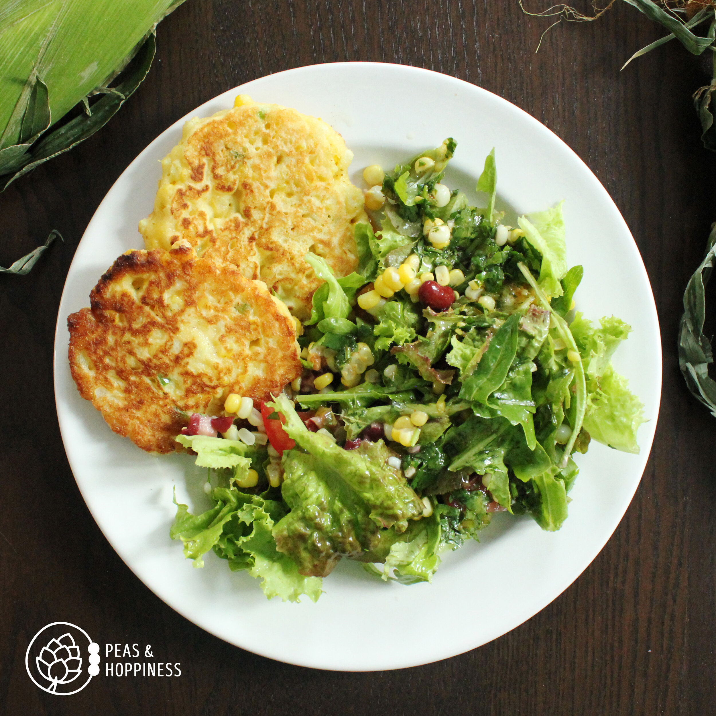 Delicious vegetarian summer meal: Corn Fritters &amp; Southwest Salad