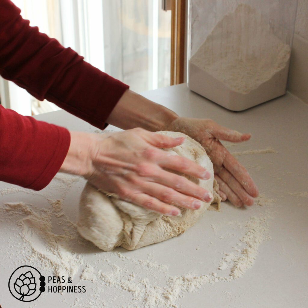 How to knead dough - step 2 - stretch dough and fold in half