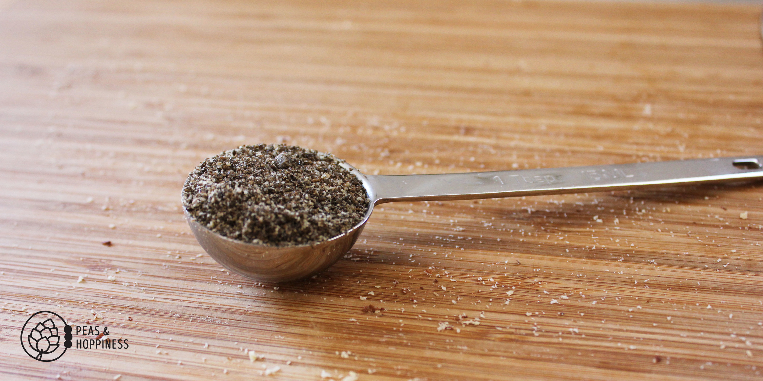 Ground chia seeds, ready to be added to the granola bars!
