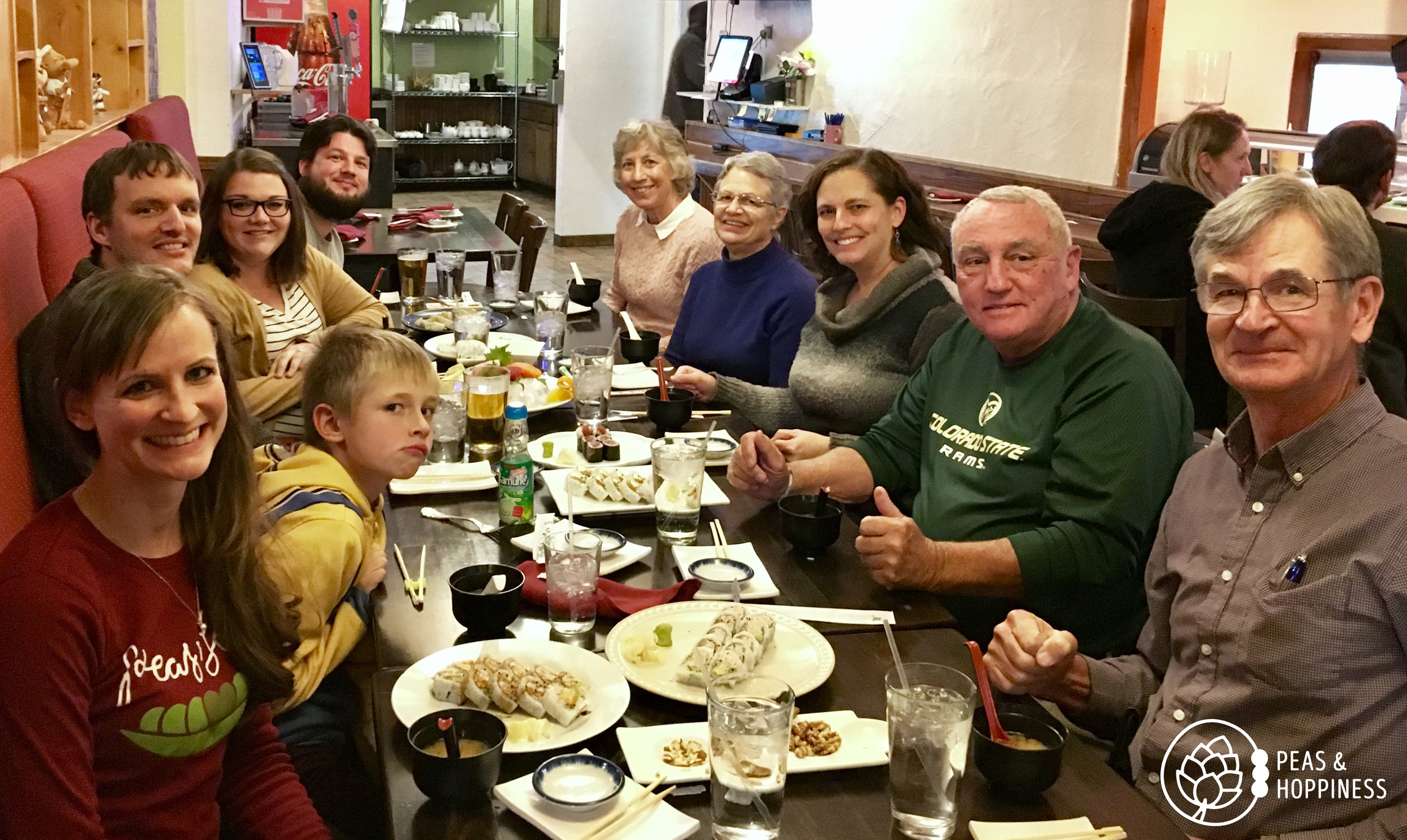 When it’s cold, the family comes to visit and we all go out to sushi!