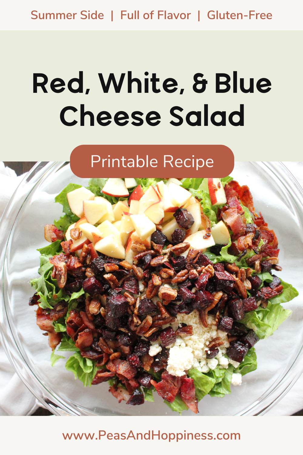 Red, White, and Blue Cheese Salad: a Patriotic Salad featuring beets, apples, bacon, and blue cheese