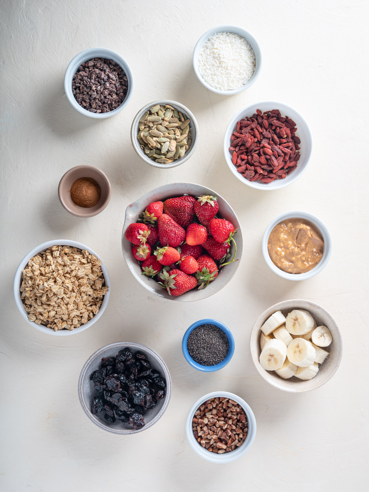 Ingredients for Strawberry Smoothie Bowls