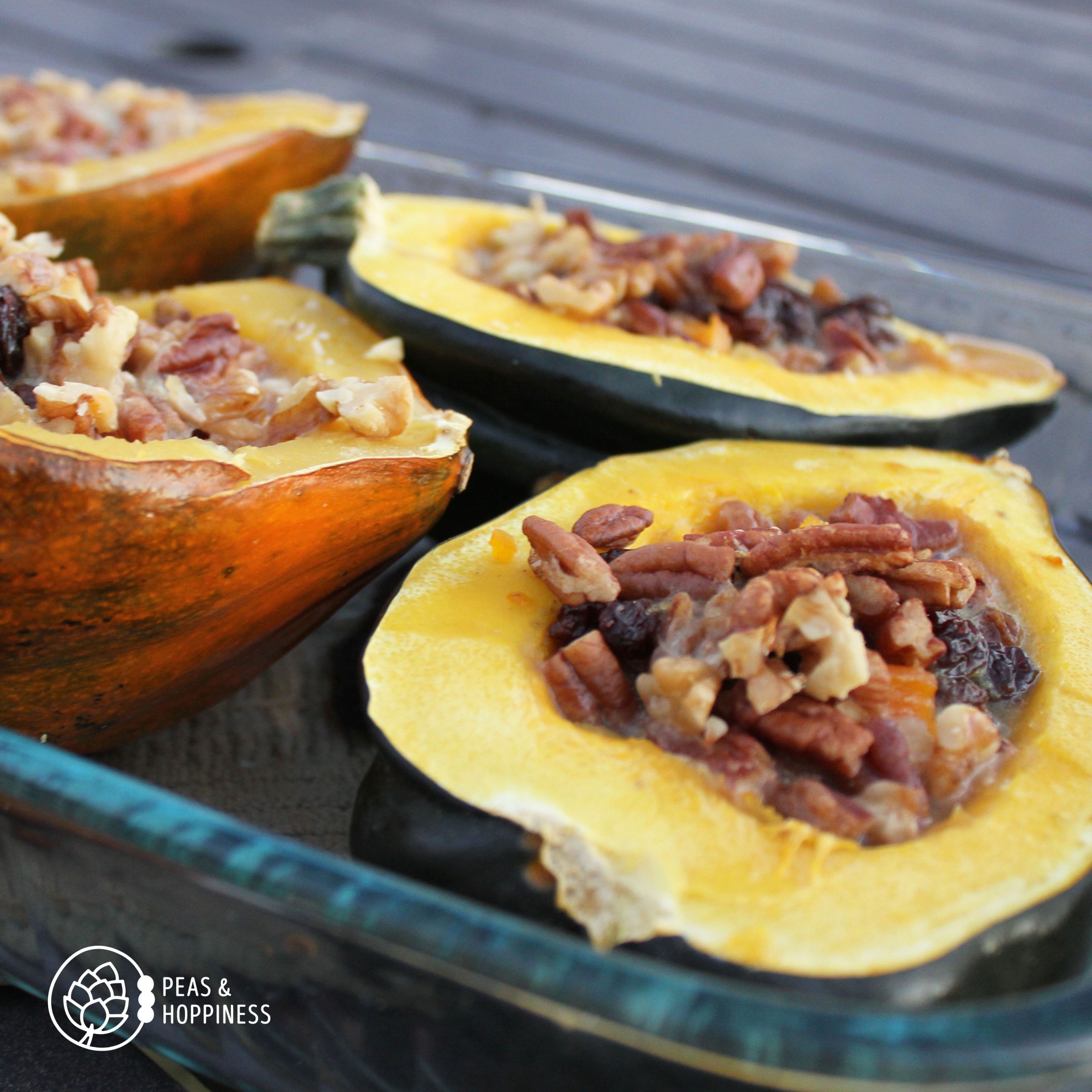 Acorn Squash Stuffed with Dried Fruits and Nuts - Dairy Free Gluten Free Vegan Holiday Recipe from Peas and Hoppiness