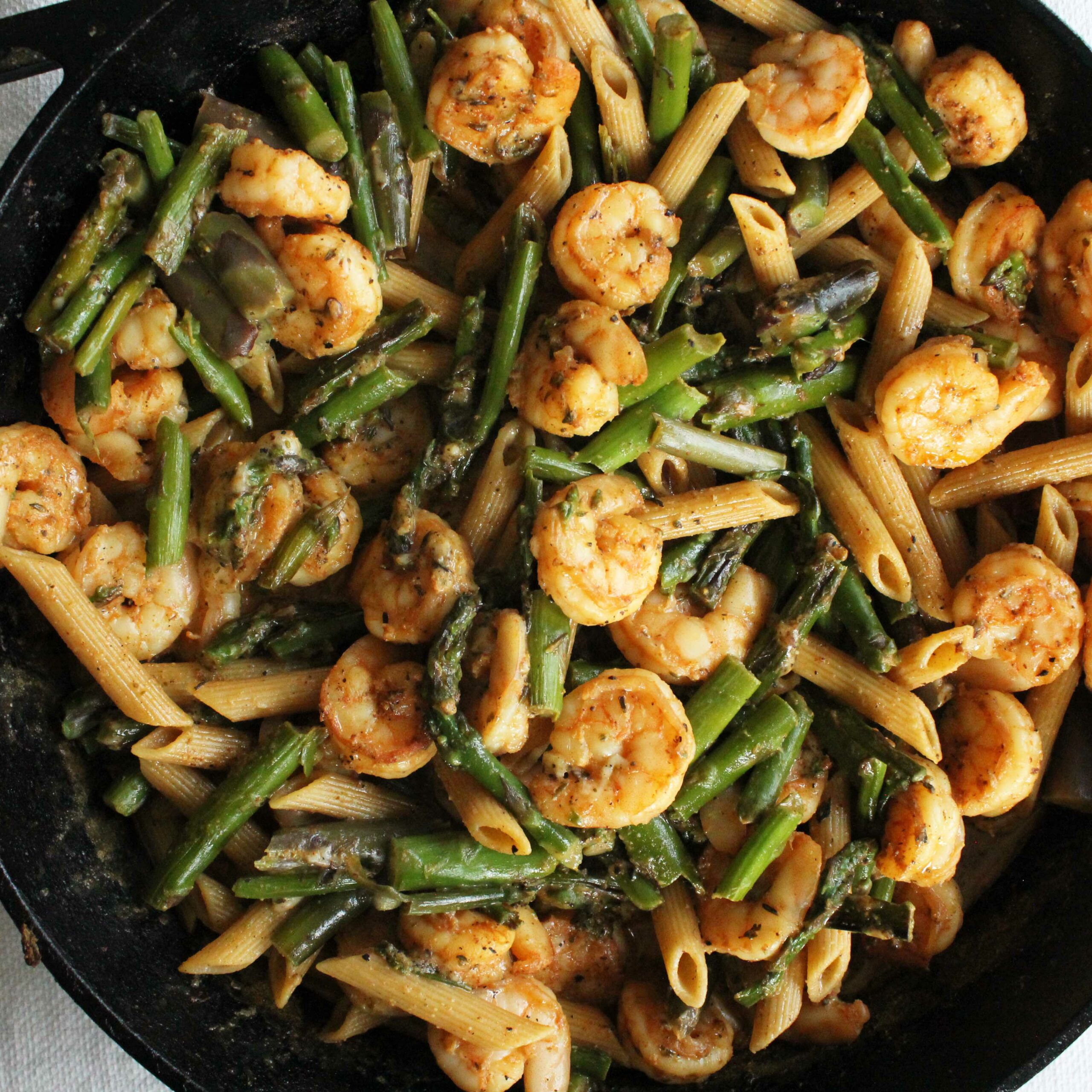 Cajun Shrimp & Asparagus Pasta - Recipe on the Peas & Hoppy Meal Guides Customizable Meal Planning Service