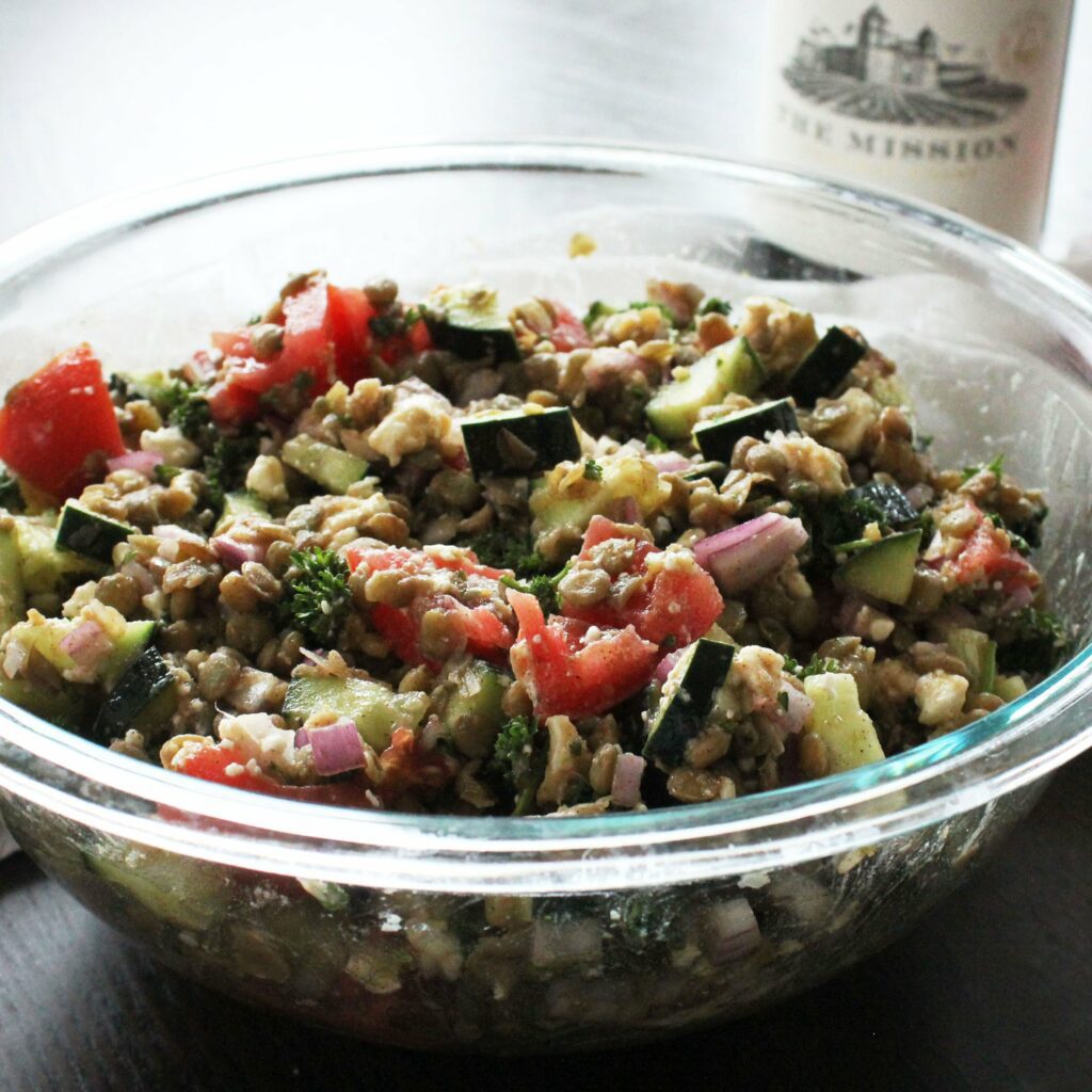 Vegan recipe for Lentil and Feta Tabbouleh