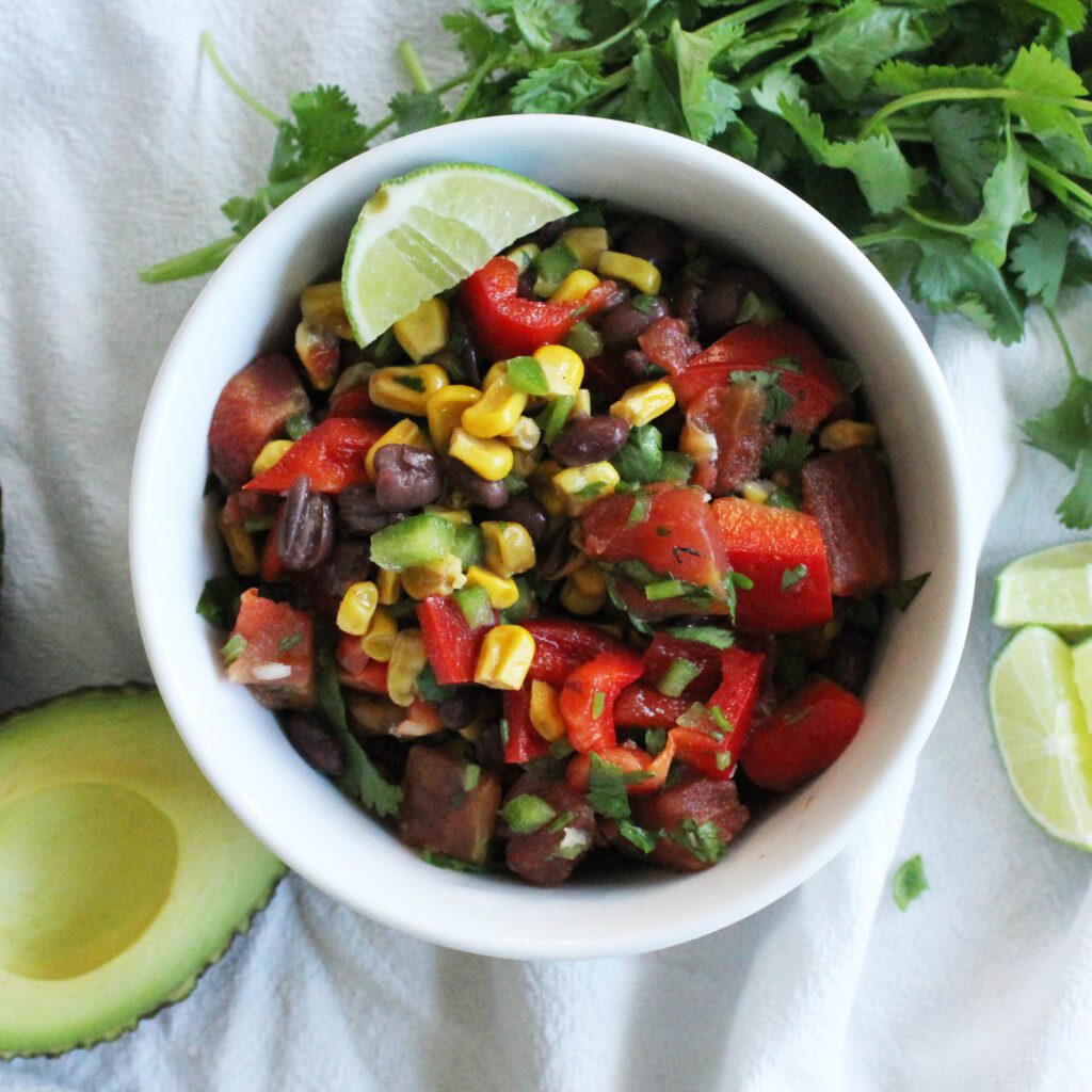 Healthy vegan recipe for Corn and Black Bean Salsa